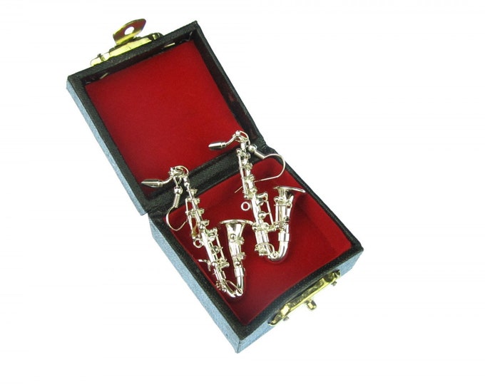 Saxophone Earrings Miniblings Jazz Saxophones Sax Silver Plated With Box