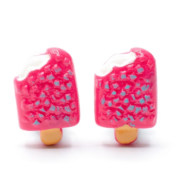 Eis am Stiel Ohrclips Miniblings Clips Eiscreme Stieleis Erdbeereis pink Biss