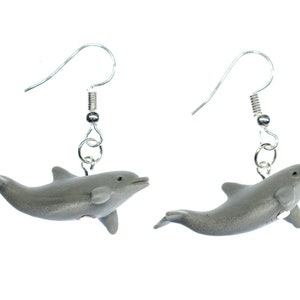 DoLPhin Earrings Miniblings DoLPhins Porpoises Rubber 33Mm Grey