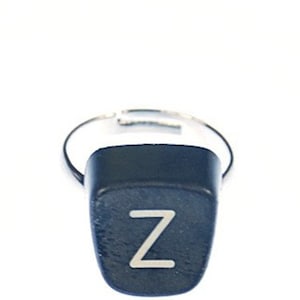 Anillo con letra Z, llave de máquina de escribir vintage, miniblings, cuadrado único Z