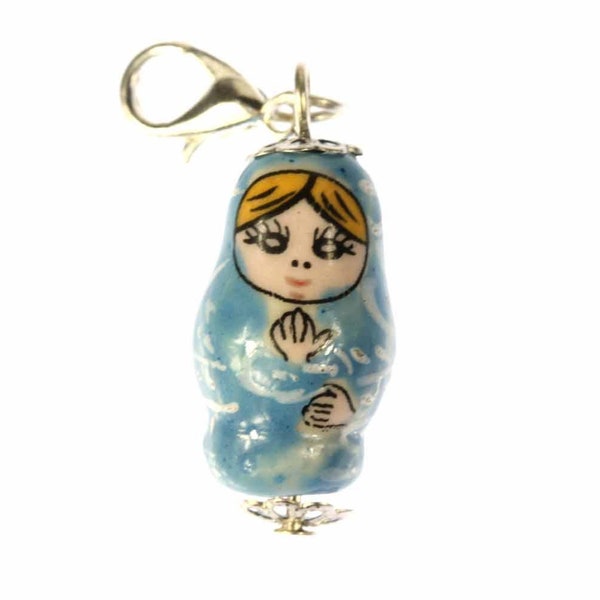 Matriochka Babouchka Russe Charm Miniblings bleu russe Puppee