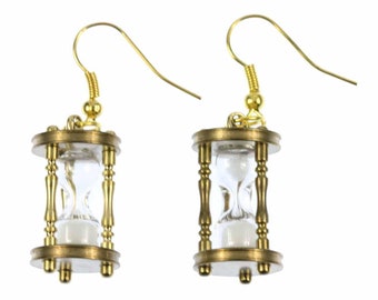 Hourglass Earrings Functioning Miniblings Egg Timer Clocks Clock Golden