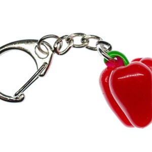 Paprika Key Ring Chain Keychain Vegetables Pepper Chilli Food Capsicum Red