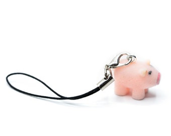 Pig cell phone pendant Miniblings farm animal pigs happiness flock pink