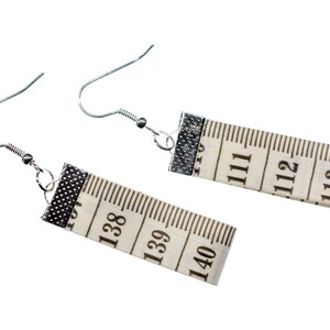 Messuring Tape Earrings Miniblings Taylor Designer UPCycling Vintage White