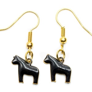 Dala horse Dalecarlian horse earrings Miniblings pendant Dala horse Sweden black enamelled