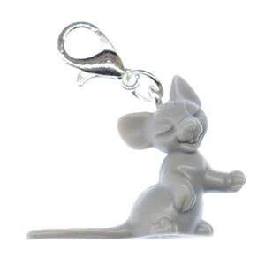 Mouse 3D Charm Pendant Zipper Pull Miniblings Animal Rat Gray Mice Standing