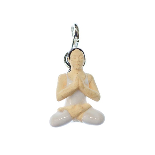 Yoga Frau Lotussitz Charm Anhänger Yoga Miniblings Buddhismus Meditation Keramik