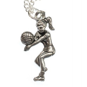 Volleyball Player Girl Girls Women Necklace Miniblings 45Cm Sports Silver Plated