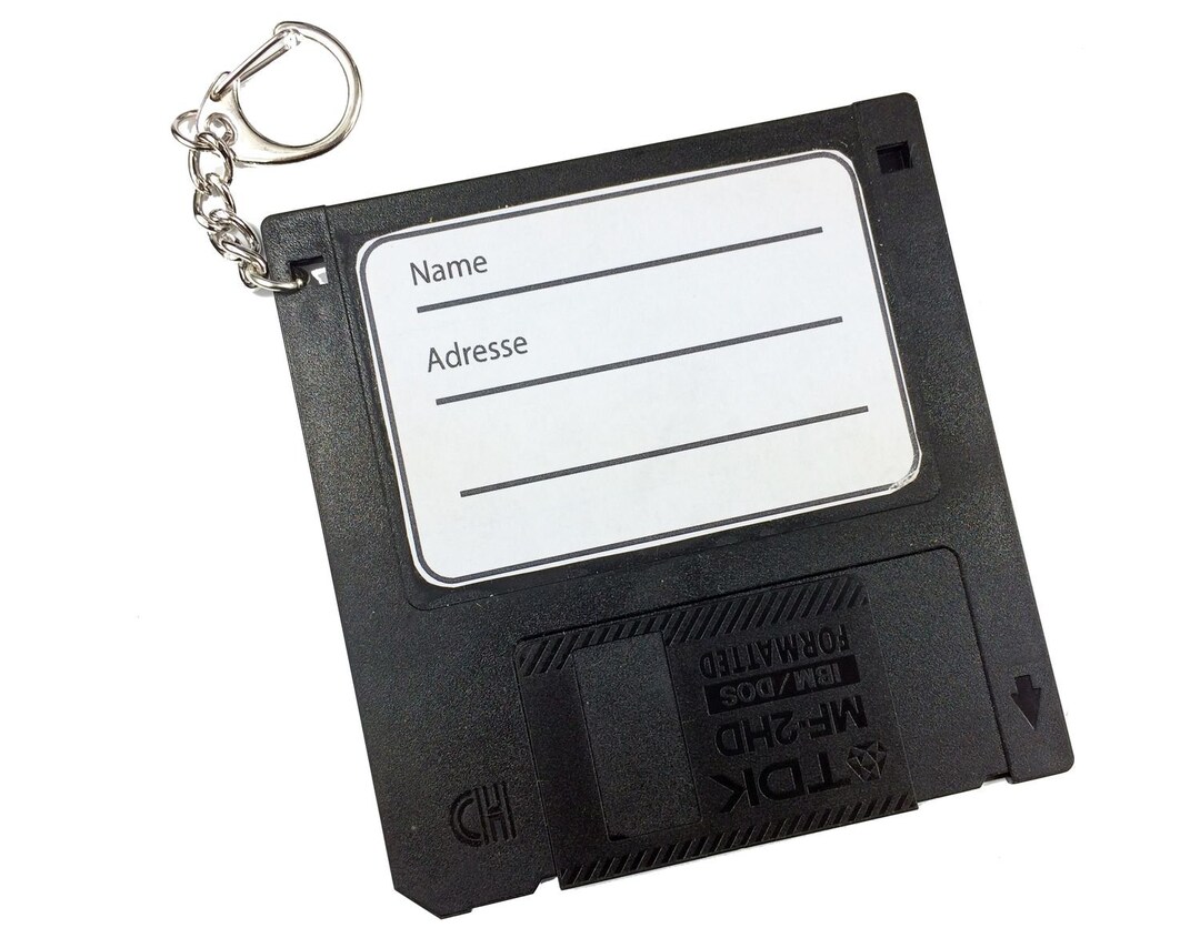 Bag Tag Adress ID Holder Floppy Disc Retro Vintage Blue Computer Pc ...