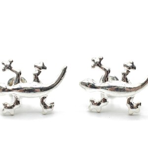 gecko boucles d'oreille lezard salamandre argente bouchon Geckos image 3