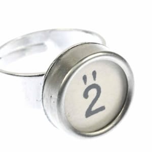 NÚMERO DESEADO Anillo de dígitos Máquina de escribir Llave Miniblings Anillo de dedo Número blanco