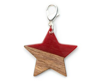 Stern Charm Miniblings Anhänger Sternchen Star Weihnachten Acrylglas Holz rot
