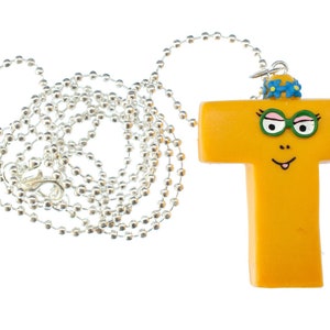 T collier Barbapapa 80cm Miniblings lettre pendentif initiale Barbamama jaune