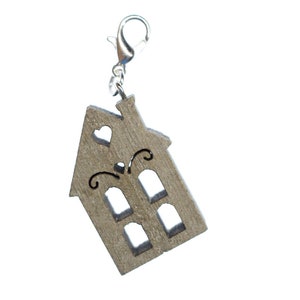 House Charm Pendant For Bracelet Miniblings Wristlet Cottage Home Wood 30Mm