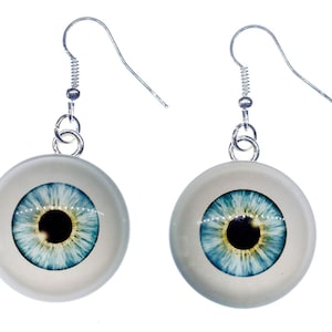 Eye Earrings Cabochon Halloween Miniblings Spook Spooky Horror Eyeball Blue