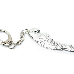 Parrot keychain pendant key ring bird pet flat silver