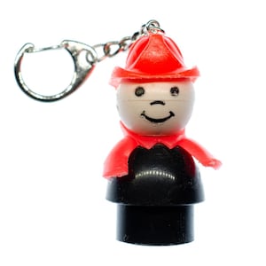 Fisher Price Little People Farmer Key Chain Miniblings Retro Fireman Fire RED