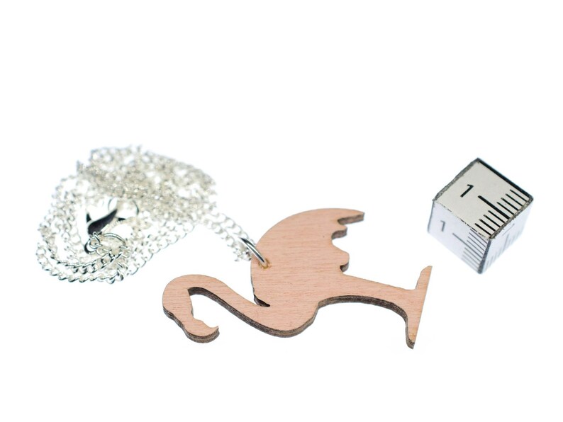 Wooden Flamingo Necklace Miniblings Bird Birds Exotic Pink 45Cm Wood