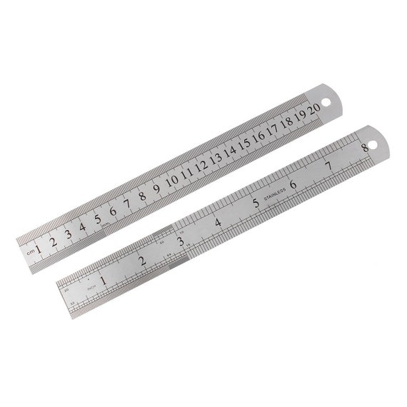 Steel Ruler School Office 20cm Metal Drawing Measuring 1 Pieces