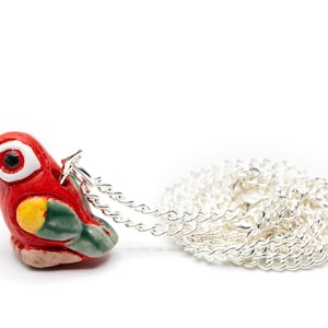 Budgie chain Miniblings 45cm necklace bird pet ceramics red