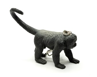 woolly monkey keychain pendant key ring zoo monkey black
