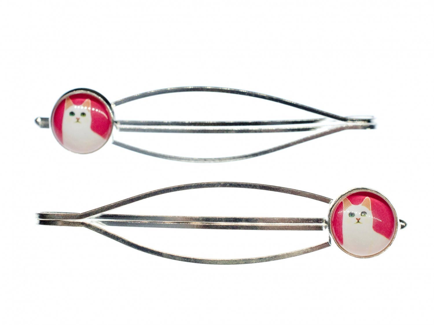 Cat Set 2 Hair Clips Cabochon Miniblings Hairpin Kitty Kitten | Etsy