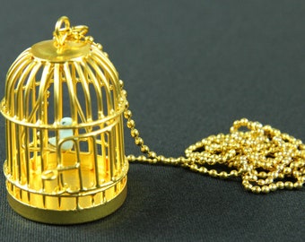 Birdcage Necklace Miniblings 80Cm Bird Cage Gold-Plated