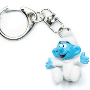 Baby Smurf keychain pendant key ring hug smurf open arms