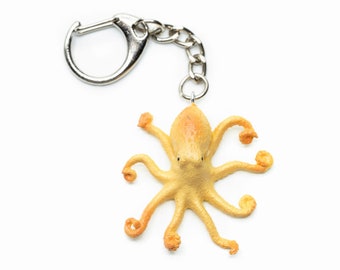 Porte-clés pendentif poulpe calamar poulpe beige orange