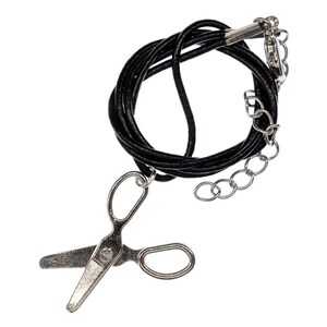 Scheren Kette Scherenkette Miniblings Schere Frisörin Schneiderin silbern Leder
