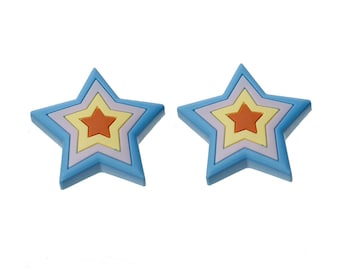 2X Handles Furniture Miniblings Living Home Drawer Knobs Knob Kids Star Teens 5cm