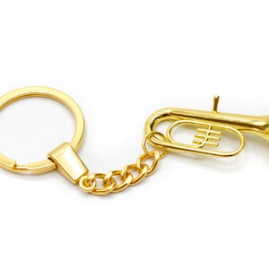Tuba Key Ring Chain Miniblings + Box Musician Tenor Horn Gold Plated Jazz Player