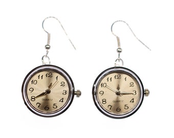 Real Watch Earrings Miniblings Clock Wristwatch Time Snap-Button Snap Button