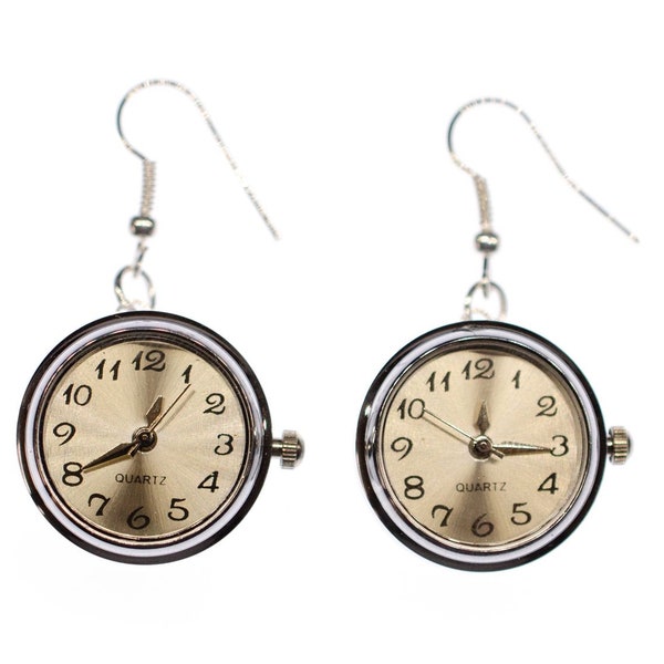 Real Watch Earrings Miniblings Clock Wristwatch Time Snap-Button Snap Button