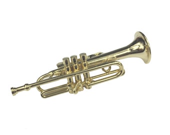 Trumpet Brooch Miniblings Pin Badge Button Badge Trumpeter Box Gold Plated