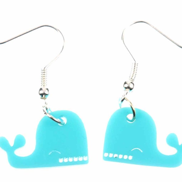 Whale Earrings Miniblings Fish Blue Moby Dick Sperm Turquoise Fish