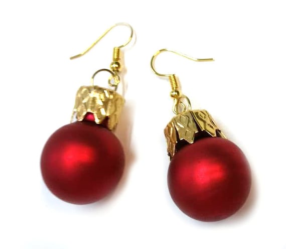 Christmas ball earrings deals