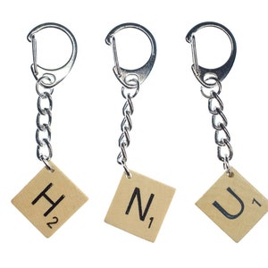 Initialen Key Wood Ring Miniblings Key Chain Initial Chosse a Letter Name Initial ABC