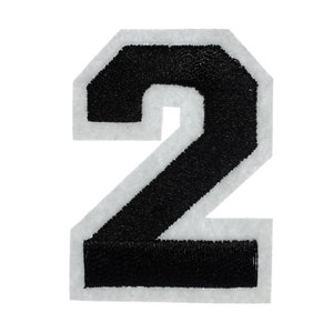 Iron On Patch Two Number College Miniblings White Black Press Ironing Numbers 2