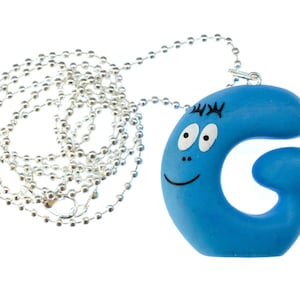 G collier Barbapapa 80cm Miniblings pendentif lettre initiale ABC Barbamama Bleu