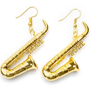 Saxophone earrings Miniblings pendant orchestra music instrument FUN cardboard box