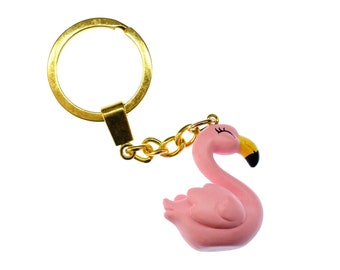 Flamingo Key Ring Chain Miniblings Zipper Flamingos Bird Birds Zoo Plastic Pink