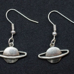 Saturn Earrings Miniblings Space Planet Star Universe Scifi Aerospace Silver