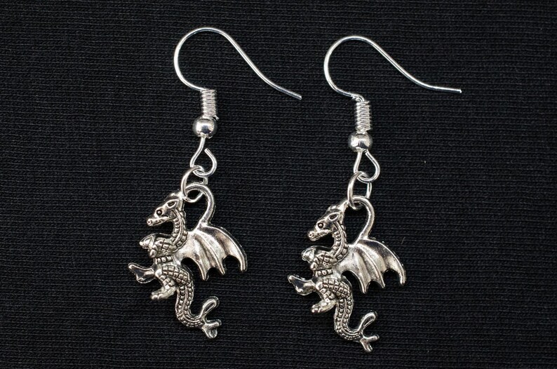 Dragon Boucles d'oreille 2cmfantastique conte mythique creature fee metal dragon image 3