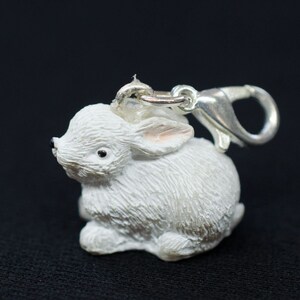 Bunny Charm Pendant For Bracelet Wristlet Miniblings Rabbit Sitting White Easter
