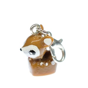 Deer Charm Pendant For Bracelet Wristlet Miniblings Fawn Animal Dots Brown