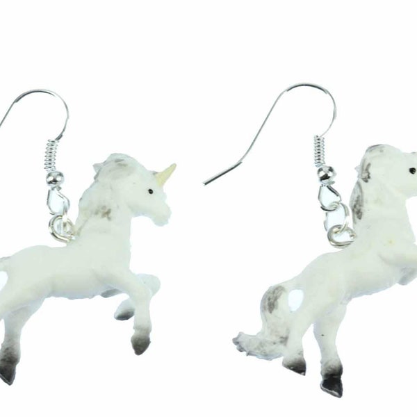 Boucles d'oreille licorne licorne cintreFantaisie Cheval poney blanc caoutchouc