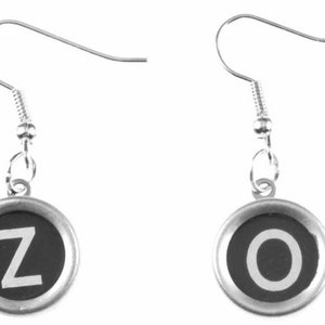 Vintage Typewriter Key Earrings Chosse Letter Name Initials Miniblings Black