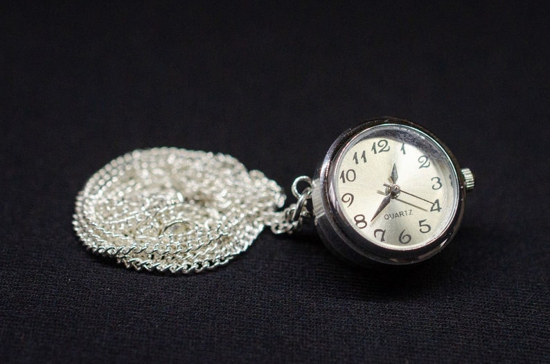 Real Watch Necklace Miniblings 80cm Clock Wristwatch Time Snap Button image 3